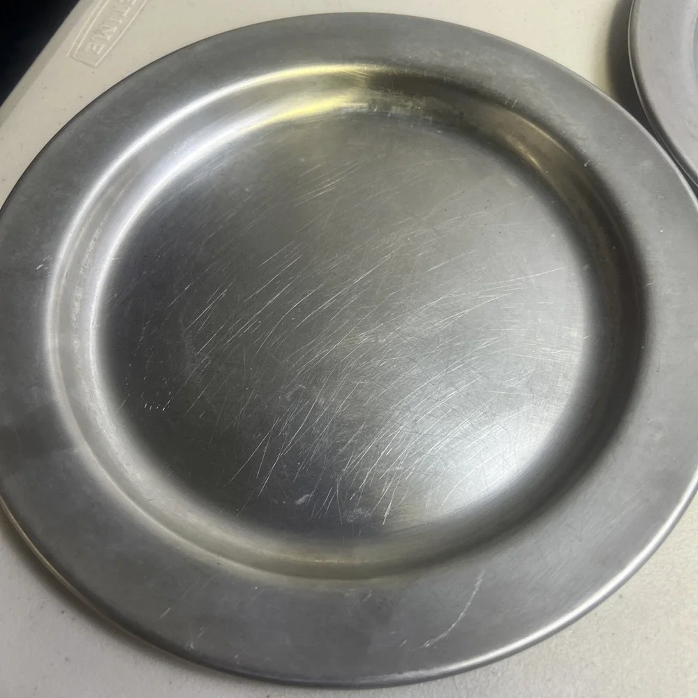 Rare Lot Of 5 Vintage Stainless Steel CARROLLTON MFG CO. Food Plates 9
